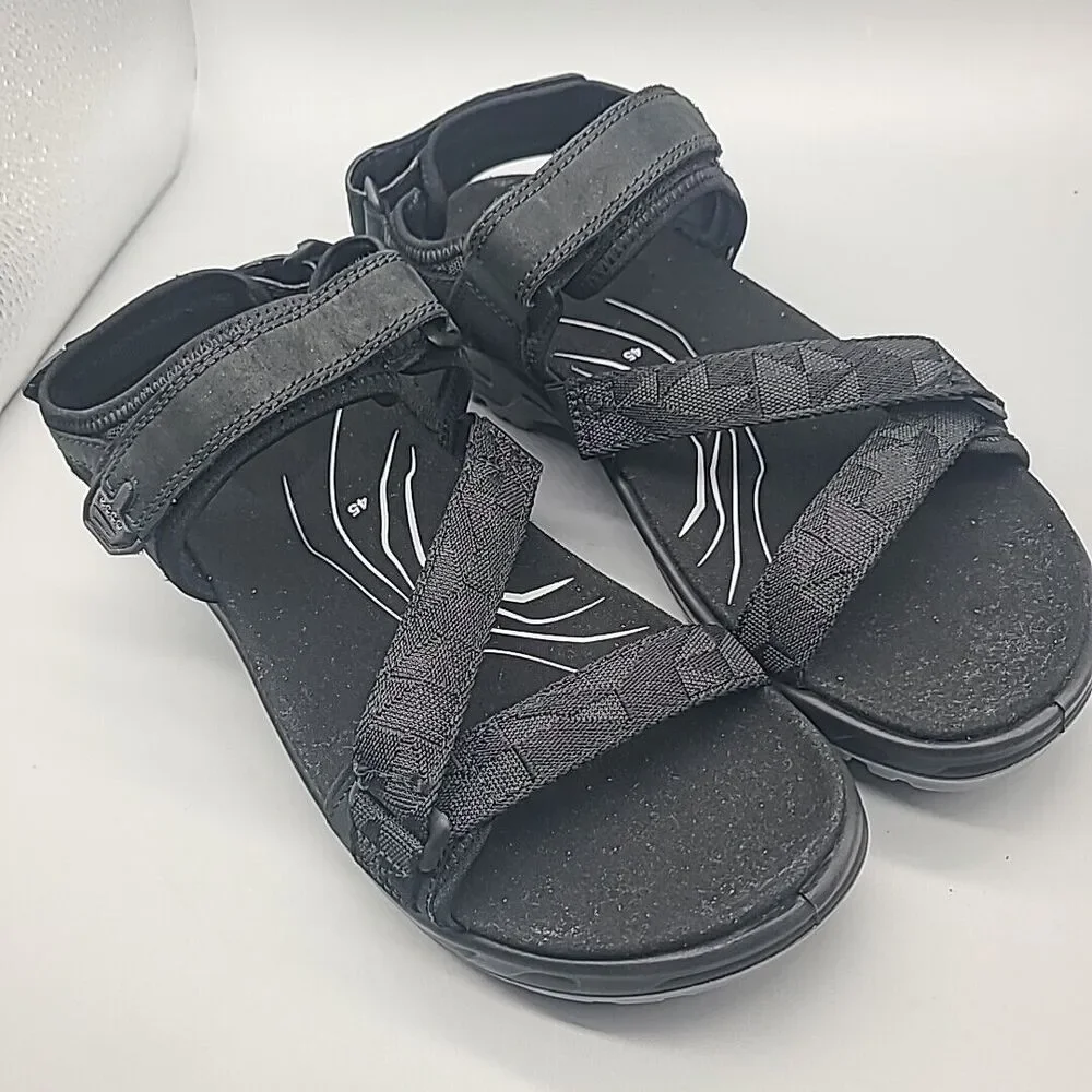 Ecco Men Sandals Sz 11-11.5/ 45 Offroad Yucatan Coast Black Textile Comfort New